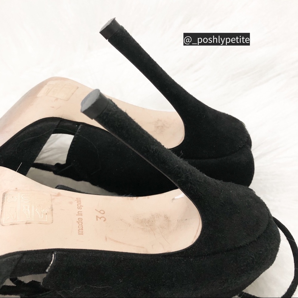 TopShop black suede lace up strappy pump heels - Picture 8 of 14
